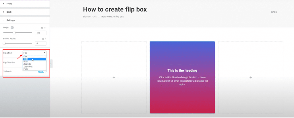 make a flip box using elementor